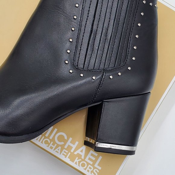 MICHAEL Michael Kors Black Leather Ankle Booties - Picture 7 of 16